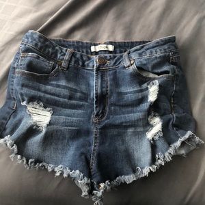 High waisted jean shorts